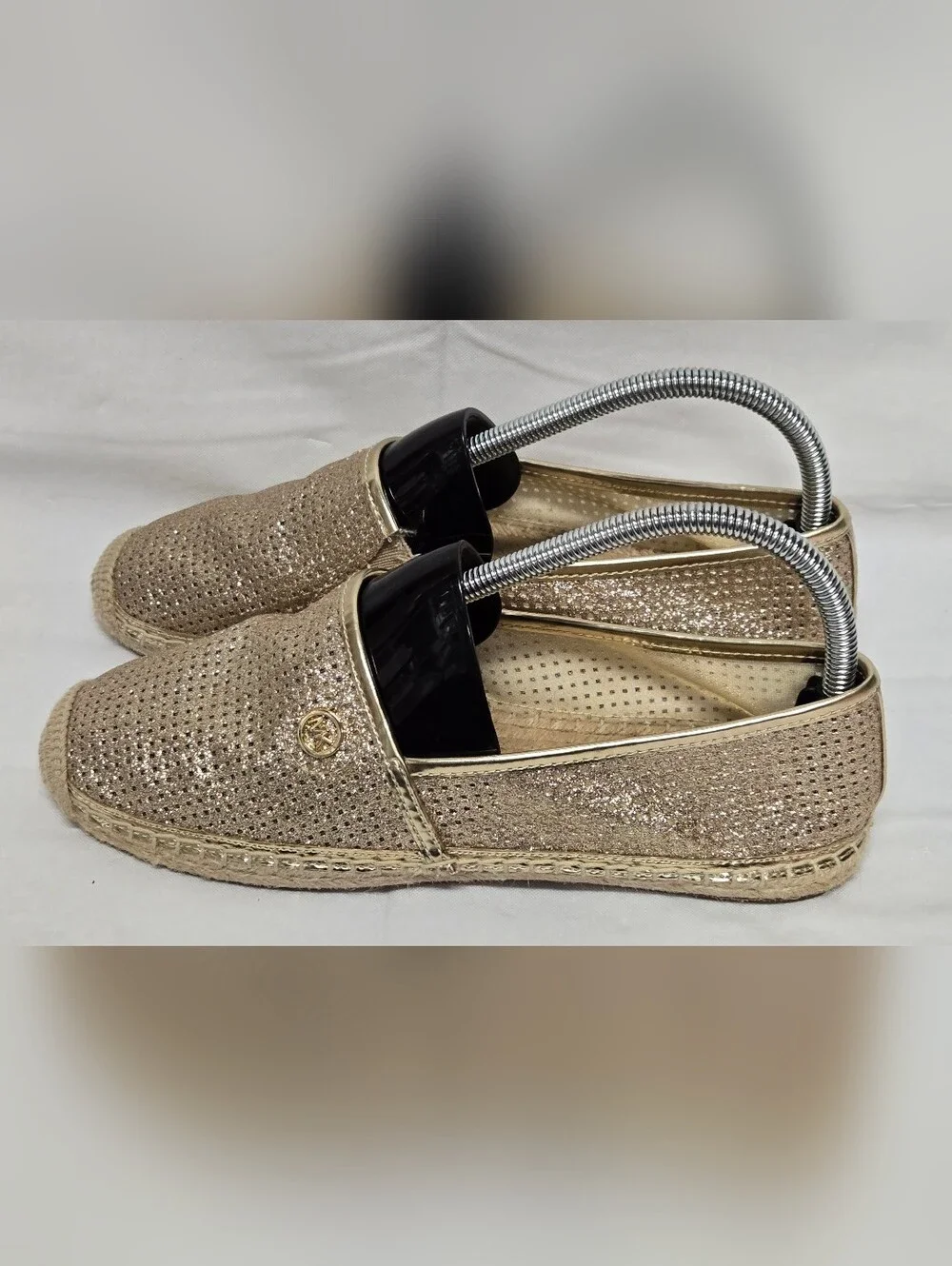 Michael Michael Kors Gold Matallic Flats Shoes Perforated Espadrille Slip On 7